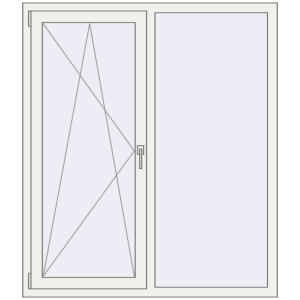 Металопластикове вікно 1300x1500 мм Двостулкове (комплектація: Базова). Вид зсередини Купити Вікна 1300x1500 мм REHAU Euro 70