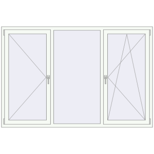 Металопластикове вікно 2100x1400 мм Тристулкове (комплектація: За замовчуванням). Вид зсередини Купити Вікна 2100x1400 мм REHAU SYNEGO MD Білий (RAL 9016) з двох сторін