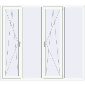 Металопластикове вікно 2000x1800 мм Із чотирьох частин (комплектація: Базова). Вид зсередини Купити Вікна 2000x1800 мм REHAU Euro 70