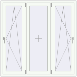 Металопластикове вікно 1500x1500 мм Тристулкове (комплектація: За замовчуванням). Вид зсередини Купити Вікна 1500x1500 мм REHAU Euro 70 Білий (RAL 9016) з двох сторін