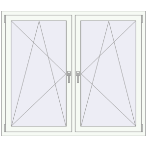 Металопластикове вікно 1500x1300 мм Двостулкове (комплектація: Преміум). Вид зсередини Купити Вікна 1500x1300 мм REHAU Euro 70 Білий (RAL 9016) з двох сторін