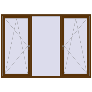 Металопластикове вікно 2200x1550 мм Тристулкове (комплектація: Базова). Вид зсередини Купити Вікна 2200x1550 мм REHAU Euro 70 WALNUT з двох сторін
