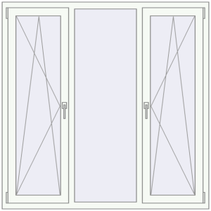 Металопластикове вікно 1500x1500 мм Тристулкове (комплектація: За замовчуванням). Вид зсередини Купити Вікна 1500x1500 мм REHAU SYNEGO MD Білий (RAL 9016) з двох сторін