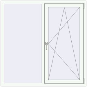 Металопластикове вікно 1350x1350 мм Двостулкове (комплектація: За замовчуванням). Вид зсередини Купити Вікна 1350x1350 мм REHAU SYNEGO MD Білий (RAL 9016) з двох сторін