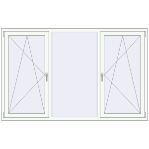 Металопластикове вікно 2100x1320 мм Тристулкове (комплектація: За замовчуванням). Вид зсередини Купити Вікна 2100x1320 мм REHAU Euro 70 Білий (RAL 9016) з двох сторін