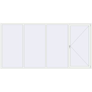 Металопластикове вікно 4000x2000 мм Із чотирьох частин (комплектація: Базова). Вид зсередини Купити Вікна 4000x2000 мм REHAU Euro 60 WALNUT ззовні