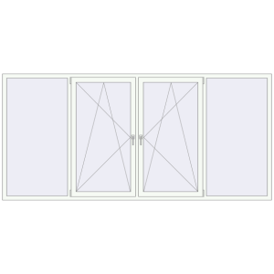Металопластикове вікно 3200x1500 мм Із чотирьох частин (комплектація: За замовчуванням). Вид зсередини Купити Вікна 3200x1500 мм REHAU SYNEGO MD Білий (RAL 9016) з двох сторін