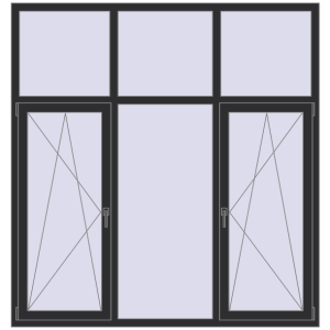 Купити Вікна 1900x2000 мм REHAU Euro 60 ANTHRACITE_GREY_GLATT з двох сторін
