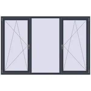 Купити Вікна 2300x1500 мм REHAU Euro 70 ANTHRACITE_GREY_STRUKTURAL з двох сторін