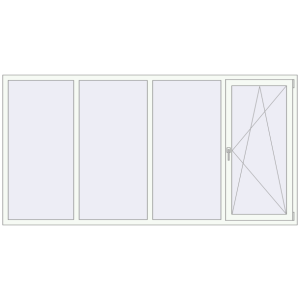 Металопластикове вікно 2750x1400 мм Із чотирьох частин (комплектація: За замовчуванням). Вид зсередини Купити Вікна 2750x1400 мм REHAU Brillant-Design Білий (RAL 9016) з двох сторін