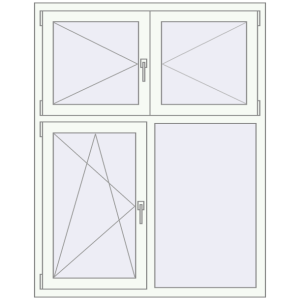 Металопластикове вікно 1220x1550 мм Двостулкове з фрамугою (комплектація: Преміум). Вид зсередини Купити Вікна 1220x1550 мм REHAU Euro 70