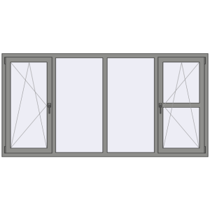Купити Вікна 2400x1200 мм Altest Pony 375 RAL 9007 Grey aluminium з двох сторін