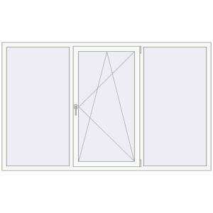 Металопластикове вікно 2320x1420 мм Тристулкове (комплектація: За замовчуванням). Вид зсередини Купити Вікна 2320x1420 мм REHAU Euro 70 Білий (RAL 9016) з двох сторін