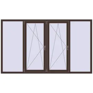 Купити Вікна 2450x1450 мм Altest Pony 375 RAL 8017 Chocolate brown з двох сторін
