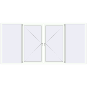 Металопластикове вікно 3100x1500 мм Із чотирьох частин (комплектація: За замовчуванням). Вид зсередини Купити Вікна 3100x1500 мм REHAU Euro 70 Білий (RAL 9016) з двох сторін