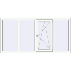 Металопластикове вікно 2000x1000 мм Із чотирьох частин (комплектація: Базова). Вид зсередини Купити Вікна 2000x1000 мм REHAU Euro 60 Білий (RAL 9016) з двох сторін