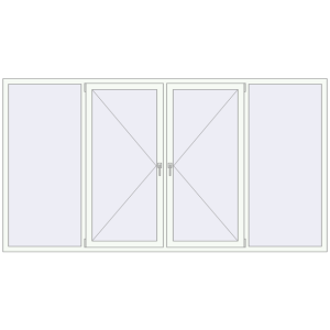 Металопластикове вікно 3000x1600 мм Із чотирьох частин (комплектація: Базова). Вид зсередини Купити Вікна 3000x1600 мм REHAU Euro 60 Білий (RAL 9016) з двох сторін