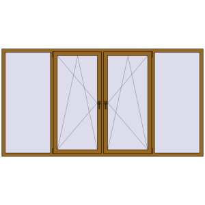 Металопластикове вікно 3000x1600 мм Із чотирьох частин (комплектація: Оптимальна). Вид зсередини Купити Вікна 3000x1600 мм REHAU Euro 70 LIGHT_OAK з двох сторін