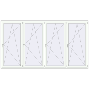Металопластикове вікно 3100x1700 мм Із чотирьох частин (комплектація: За замовчуванням). Вид зсередини Купити Вікна 3100x1700 мм REHAU Euro 60 Білий (RAL 9016) з двох сторін