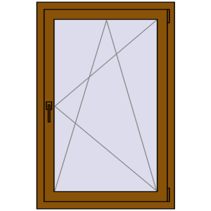 Металопластикове вікно 800x1200 мм Одностулкове (комплектація: За замовчуванням). Вид зсередини Купити Вікна 800x1200 мм REHAU Brillant-Design GOLDEN OAK з двох сторін
