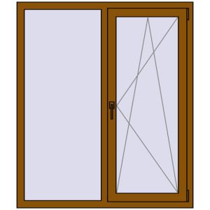 Металопластикове вікно 1200x1400 мм Двостулкове (комплектація: Базова). Вид зсередини Купити Вікна 1200x1400 мм REHAU Brillant-Design GOLDEN OAK з двох сторін