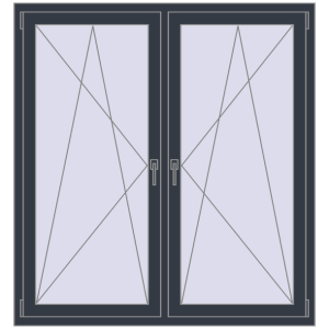 Металопластикове вікно 1400x1500 мм Двостулкове (комплектація: Базова). Вид зсередини Купити Вікна 1400x1500 мм REHAU Euro 60 ANTHRACITE_GREY_STRUKTURAL з двох сторін