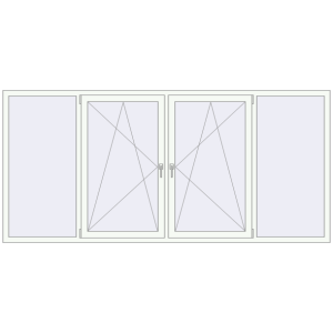 Металопластикове вікно 2900x1350 мм Із чотирьох частин (комплектація: За замовчуванням). Вид зсередини Купити Вікна 2900x1350 мм REHAU Euro 70 Білий (RAL 9016) з двох сторін