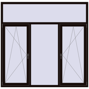 Купити Вікна 2050x2000 мм REHAU Euro 70 BLACK_BROWN з двох сторін