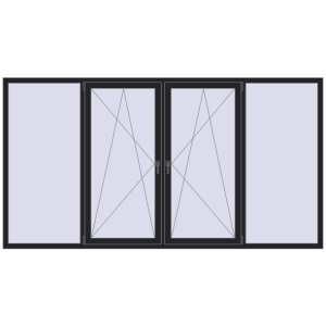 Металопластикове вікно 3000x1600 мм Із чотирьох частин (комплектація: Преміум). Вид зсередини Купити Вікна 3000x1600 мм REHAU Euro 70 BLACK_ULTI-MATT з двох сторін