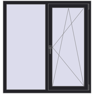 Металопластикове вікно 1280x1340 мм Двостулкове (комплектація: Оптимальна). Вид зсередини Купити Вікна 1280x1340 мм REHAU Euro 60