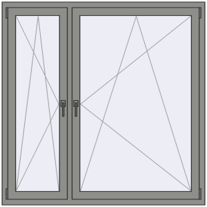 Алюмінієве вікно 1500x1500 мм Двостулкове (комплектація: Базова). Вид зсередини Купити Вікна 1500x1500 мм Altest Pony 375 RAL 9007 Grey aluminium з двох сторін