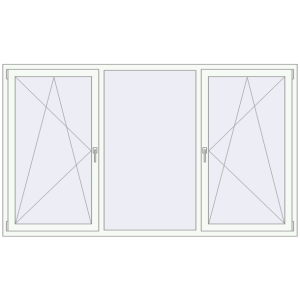 Алюмінієве вікно 2400x1400 мм Тристулкове (комплектація: Базова). Вид зсередини Купити Вікна 2400x1400 мм Altest Pony 375