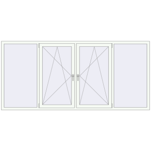 Металопластикове вікно 2800x1300 мм Із чотирьох частин (комплектація: За замовчуванням). Вид зсередини Купити Вікна 2800x1300 мм REHAU Brillant-Design Білий (RAL 9016) з двох сторін