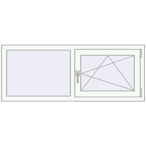 Металопластикове вікно 1400x550 мм Двостулкове (комплектація: Оптимальна). Вид зсередини Купити Вікна 1400x550 мм REHAU Euro 70