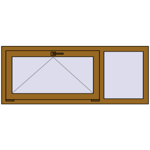 Металопластикове вікно 1400x550 мм Двостулкове (комплектація: Базова). Вид зсередини Купити Вікна 1400x550 мм REHAU Brillant-Design