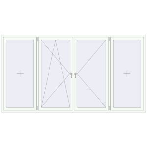 Металопластикове вікно 3000x1600 мм Із чотирьох частин (комплектація: За замовчуванням). Вид зсередини Купити Вікна 3000x1600 мм REHAU Euro 70 Білий (RAL 9016) з двох сторін