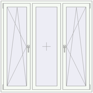 Металопластикове вікно 1500x1500 мм Тристулкове (комплектація: За замовчуванням). Вид зсередини Купити Вікна 1500x1500 мм REHAU Euro 60 Білий (RAL 9016) з двох сторін