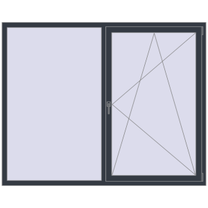 Металопластикове вікно 2000x1600 мм Двостулкове (комплектація: Оптимальна). Вид зсередини Купити Вікна 2000x1600 мм REHAU Euro 70 ANTHRACITE_GREY_STRUKTURAL з двох сторін
