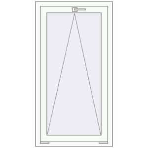 Металопластикове вікно 680x1280 мм Одностулкове (комплектація: За замовчуванням). Вид зсередини Купити Вікна 680x1280 мм REHAU Euro 60 Білий (RAL 9016) з двох сторін
