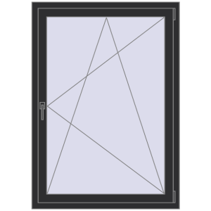 Металопластикове вікно 1000x1400 мм Одностулкове (комплектація: Оптимальна). Вид зсередини Купити Вікна 1000x1400 мм REHAU Euro 70 ANTHRACITE_GREY_GLATT з двох сторін