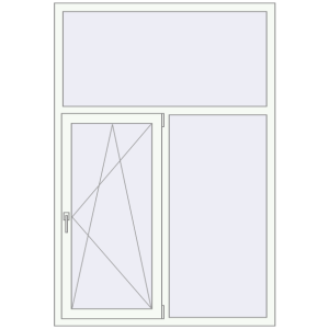 Металопластикове вікно 1300x1900 мм Двостулкове з фрамугою (комплектація: Оптимальна). Вид зсередини Купити Вікна 1300x1900 мм REHAU Euro 60