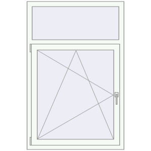 Металопластикове вікно 950x1450 мм Одностулкове з фрамугою (комплектація: За замовчуванням). Вид зсередини Купити Вікна 950x1450 мм REHAU Euro 70 Білий (RAL 9016) з двох сторін