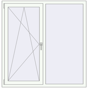 Металопластикове вікно 1350x1400 мм Двостулкове (комплектація: Базова). Вид зсередини Купити Вікна 1350x1400 мм REHAU Euro 70 Білий (RAL 9016) з двох сторін