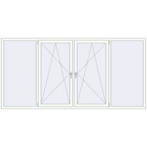 Металопластикове вікно 2950x1450 мм Із чотирьох частин (комплектація: За замовчуванням). Вид зсередини Купити Вікна 2950x1450 мм REHAU Euro 60 Білий (RAL 9016) з двох сторін