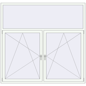 Алюмінієве вікно 2000x1900 мм Двостулкове з фрамугою (комплектація: За замовчуванням). Вид зсередини Купити Вікна 2000x1900 мм Altest Pony 375 RAL 9016 Traffic white з двох сторін