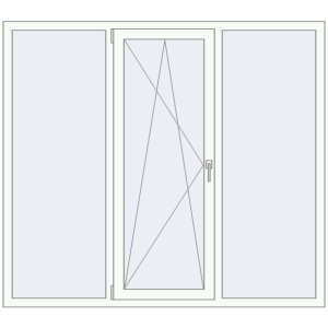 Металопластикове вікно 1800x1600 мм Тристулкове (комплектація: За замовчуванням). Вид зсередини Купити Вікна 1800x1600 мм REHAU Euro 70 Білий (RAL 9016) з двох сторін