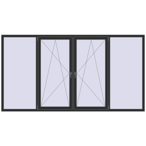 Металопластикове вікно 3000x1600 мм Із чотирьох частин (комплектація: Преміум). Вид зсередини Купити Вікна 3000x1600 мм REHAU Euro 70 ANTHRACITE_GREY_GLATT з двох сторін