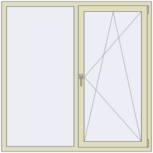 Купити Вікна 1500x1500 мм REHAU Euro 70 PEARL_WHITE_BEIGE_52L-2 з двох сторін