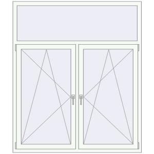 Алюмінієве вікно 1550x1820 мм Двостулкове з фрамугою (комплектація: За замовчуванням). Вид зсередини Купити Вікна 1550x1820 мм KMD 70