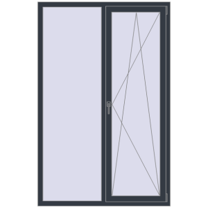 Купити Вікна 1300x2000 мм REHAU Euro 70 ANTHRACITE_GREY_STRUKTURAL з двох сторін